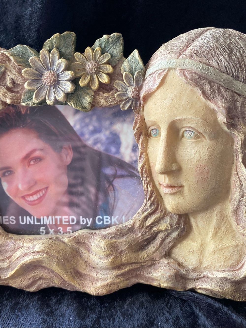 Floral Goddess Resin Photo Frame Fairy in Pale Pink and Cream